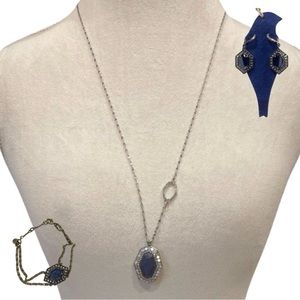 CHLOE + ISABEL || Necklace Bracelet Earrings || Silver Blue Stone